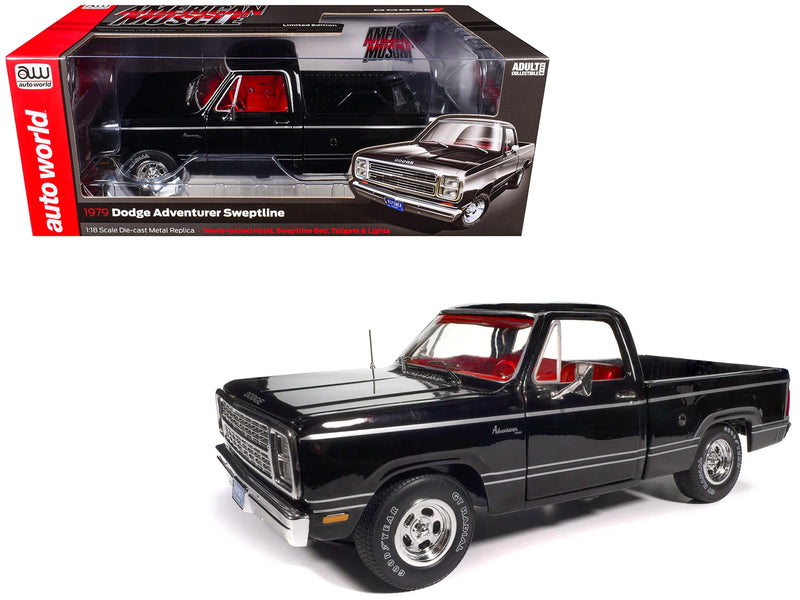 1979 Dodge Adventurer Sweptline Pickup Truck Black with Red Interior 