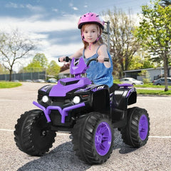 12V Kids Electric 4-Wheeler ATV Quad Ride On Car with LED Light-Purple - Color: Purple