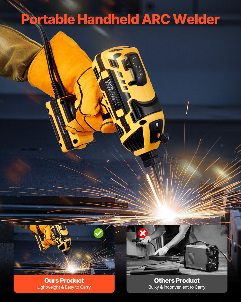 Portable Handheld Welding Machine, 20-140A Portable ARC Welder with 5-Level Current Adjustment & IGBT Inverter, 110V Handheld Stick Welder with Hot Start Function Fit for 1/16